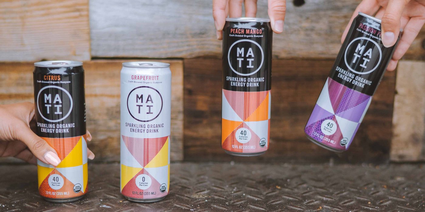 MATI Energy Drinks; Citrus, Grapefruit, Peach Mango, Passion Fruit